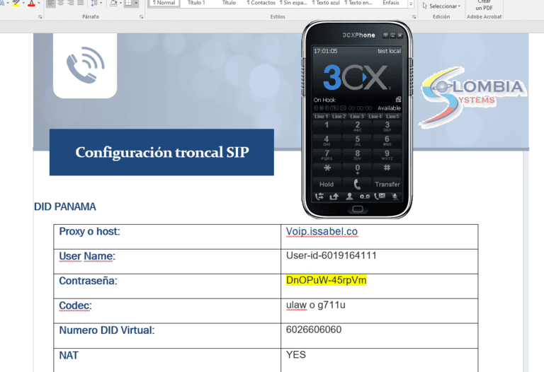 Configuración 3Cx 1 Datos Servidor