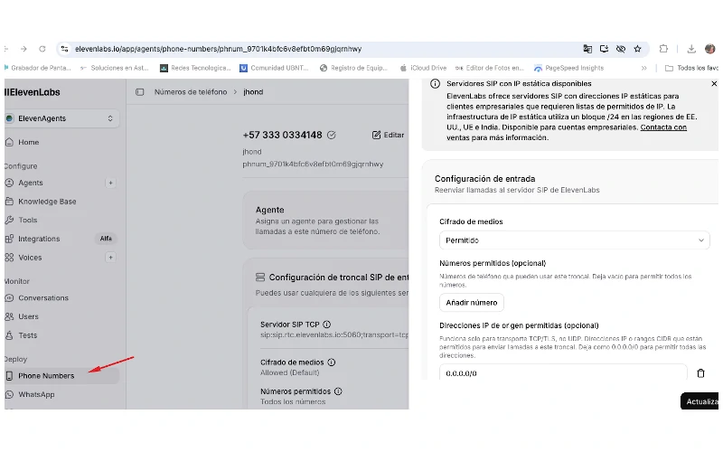 Configurar Troncal Sip En Elevenlabs 4 Configuración De Peer Details Para Troncal Sip